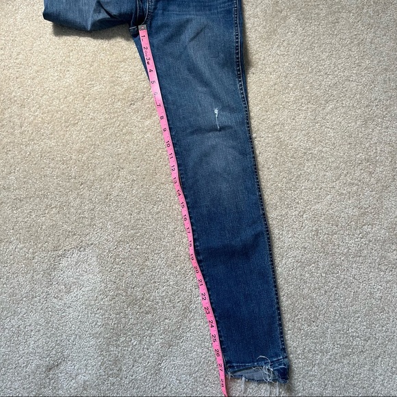 Madewell Pants Womens 25 Distressed Blue Step Hem Denim High Rise Skinny Jeans - Picture 8 of 10